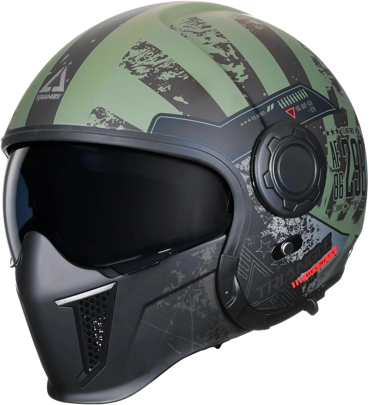 TRIANGLE Motorcycle Helmets Full Face Open face Helmet 3/4 for Men Dual Visor with Internal Tinted Sunshield DOT Approved